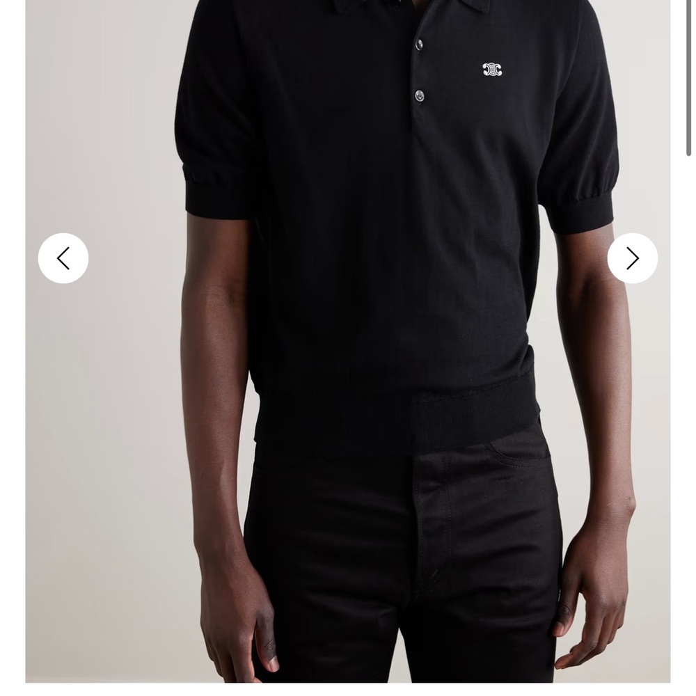 NWT Celine Black Short-Sleeve Polo with Embroidered Logo - Picture 2 of 3